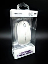Mouse óptico con cable USB de 3 botones - Color Blanco - Marca Macally